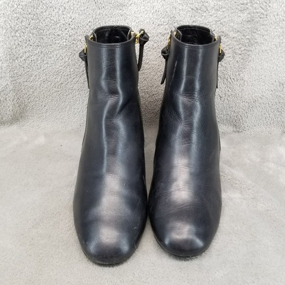 Cole Haan Shoes Womens Size 9 Black Leather Side Zip Ankle Booties - Picture 3 of 15